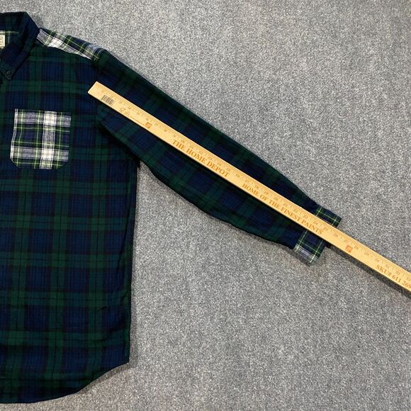 L.L. Bean Scotch Plaid Colorblock Flannel Shirt Adult XL Blue Green Blackwatch - Picture 14 of 16